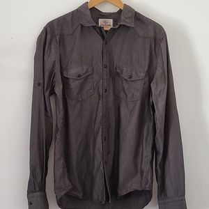 Express L  dark gray button up or down shirt